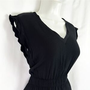 Kate Spade Luxury Fluid Crepe Frilly Ruffle Sleeve V Neck Mini Dress US 8